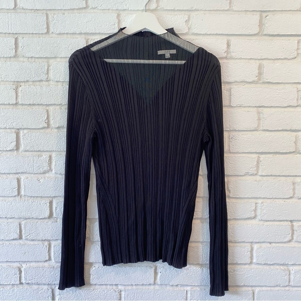 House of Dagmar Black High Neck Crinkle Blouse Shirt Women’s Size Large